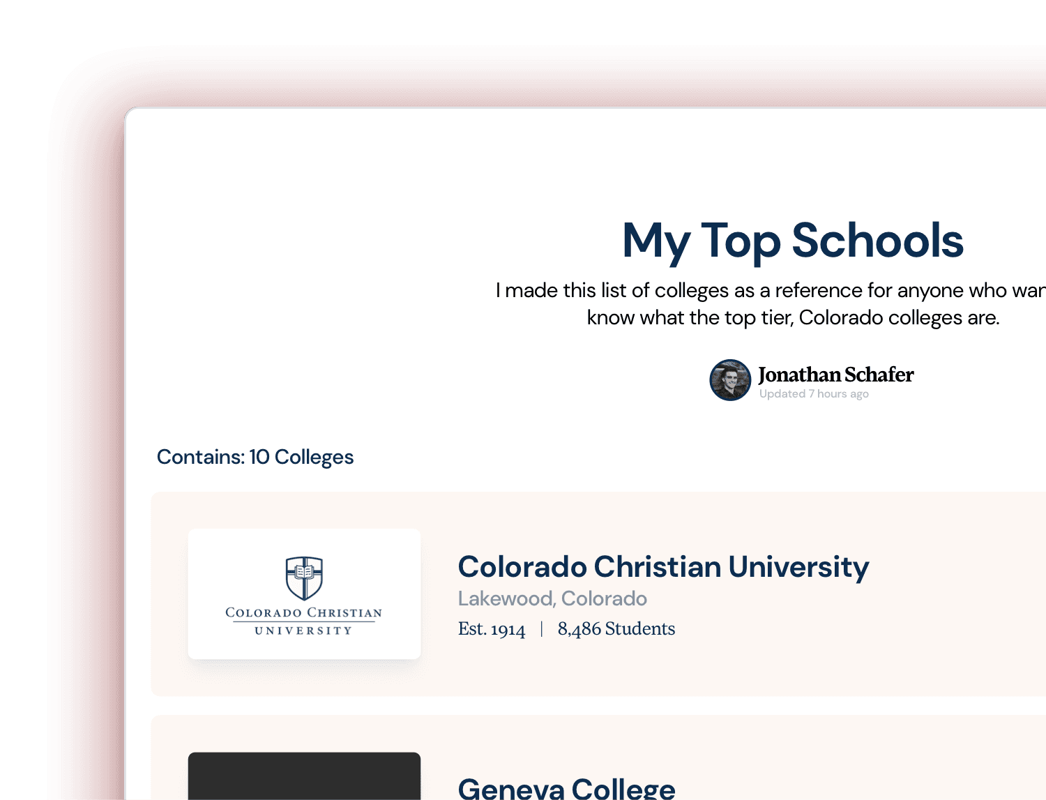 college guide screenshot